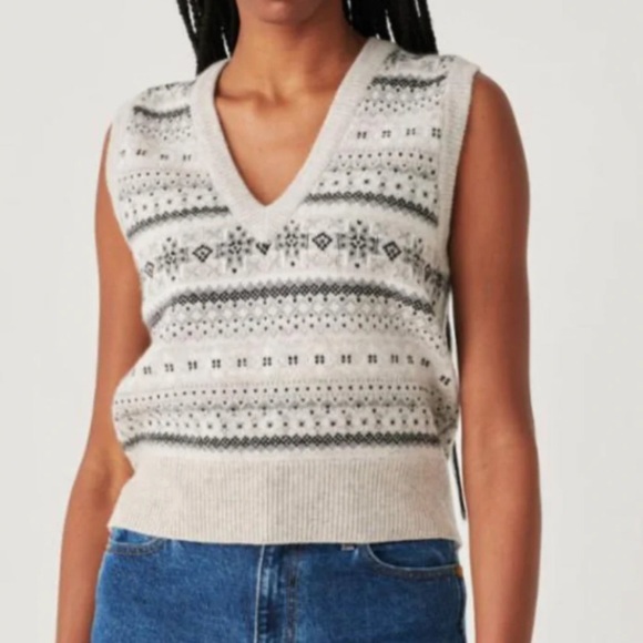 White + Warren Fairisle Cashmere Vest